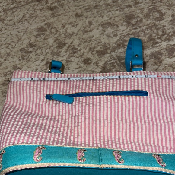 Braciano Pink and Teal Striped Bag - Picture 9 of 13